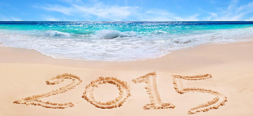 2015 in the sand on a sunny beach